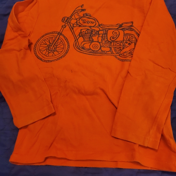 GAP Other - GAP Orange Kids Long Sleeve Tee with Motorcycle Graphic- Ink Mark As Shown.